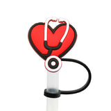 8mm Medical Theme Silicone Healthcare Straw Toppers Cute Nurse Doctor Straw Cover for Tumblers Bulk Wholesale Cup Accessories