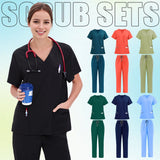 Black Surgical Suit Scrub Outfits Four-Way Stretch Short Sleeve Scrubs Uniforms Sets Vet Pet Clinic Medical Blouse Uniforms