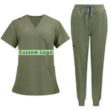 Nurse Uniform Sets Doctor Dental Hospital Scrubs Stand Collar Zipper Top Jogger Straight Pants for Nurses Doctors
