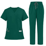 Black Surgical Suit Scrub Outfits Four-Way Stretch Short Sleeve Scrubs Uniforms Sets Vet Pet Clinic Medical Blouse Uniforms