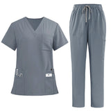 Black Surgical Suit Scrub Outfits Four-Way Stretch Short Sleeve Scrubs Uniforms Sets Vet Pet Clinic Medical Blouse Uniforms