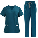 Black Surgical Suit Scrub Outfits Four-Way Stretch Short Sleeve Scrubs Uniforms Sets Vet Pet Clinic Medical Blouse Uniforms