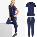 Elasticity Spandex Jogger Style Nurse  Stretch Nurse Scrubs Set