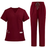 Black Surgical Suit Scrub Outfits Four-Way Stretch Short Sleeve Scrubs Uniforms Sets Vet Pet Clinic Medical Blouse Uniforms