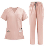 Black Surgical Suit Scrub Outfits Four-Way Stretch Short Sleeve Scrubs Uniforms Sets Vet Pet Clinic Medical Blouse Uniforms
