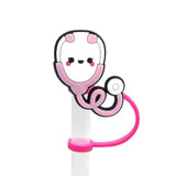 8mm Medical Theme Silicone Healthcare Straw Toppers Cute Nurse Doctor Straw Cover for Tumblers Bulk Wholesale Cup Accessories