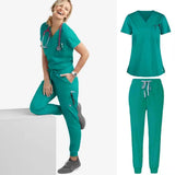 Elasticity Spandex Jogger Style Nurse  Stretch Nurse Scrubs Set