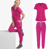 Elasticity Spandex Jogger Style Nurse  Stretch Nurse Scrubs Set