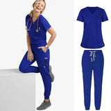 Elasticity Spandex Jogger Style Nurse  Stretch Nurse Scrubs Set
