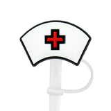 8mm Medical Theme Silicone Healthcare Straw Toppers Cute Nurse Doctor Straw Cover for Tumblers Bulk Wholesale Cup Accessories