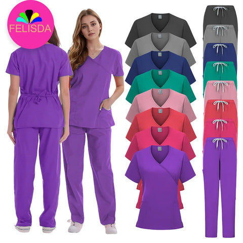 Woman Uniforme Clinica Doctor Dental Joggers Scrubs Suits Medical Hospital Scrubs Uniforms Sets Spa Work Wear Nursing Uniforms
