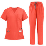 Black Surgical Suit Scrub Outfits Four-Way Stretch Short Sleeve Scrubs Uniforms Sets Vet Pet Clinic Medical Blouse Uniforms