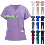 Nurse Uniform Sets Doctor Dental Hospital Scrubs Stand Collar Zipper Top Jogger Straight Pants for Nurses Doctors