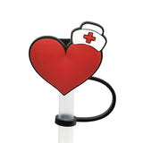 8mm Medical Theme Silicone Healthcare Straw Toppers Cute Nurse Doctor Straw Cover for Tumblers Bulk Wholesale Cup Accessories