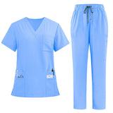 Black Surgical Suit Scrub Outfits Four-Way Stretch Short Sleeve Scrubs Uniforms Sets Vet Pet Clinic Medical Blouse Uniforms