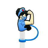 8mm Medical Theme Silicone Healthcare Straw Toppers Cute Nurse Doctor Straw Cover for Tumblers Bulk Wholesale Cup Accessories