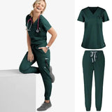 Elasticity Spandex Jogger Style Nurse  Stretch Nurse Scrubs Set