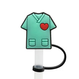 8mm Medical Theme Silicone Healthcare Straw Toppers Cute Nurse Doctor Straw Cover for Tumblers Bulk Wholesale Cup Accessories